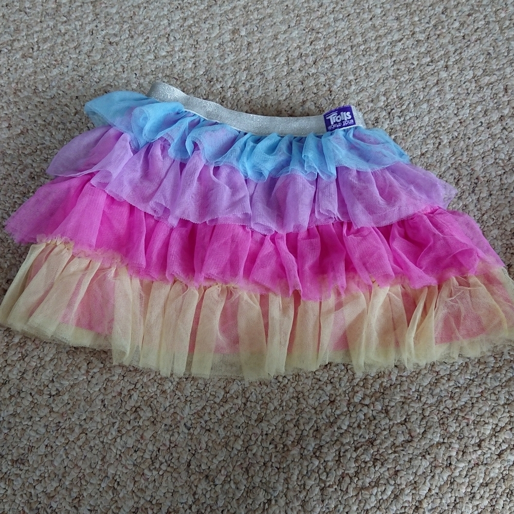 Trolls 2 Girls 4-16 Rainbow Colorful Layered Tulle Skirt size 6